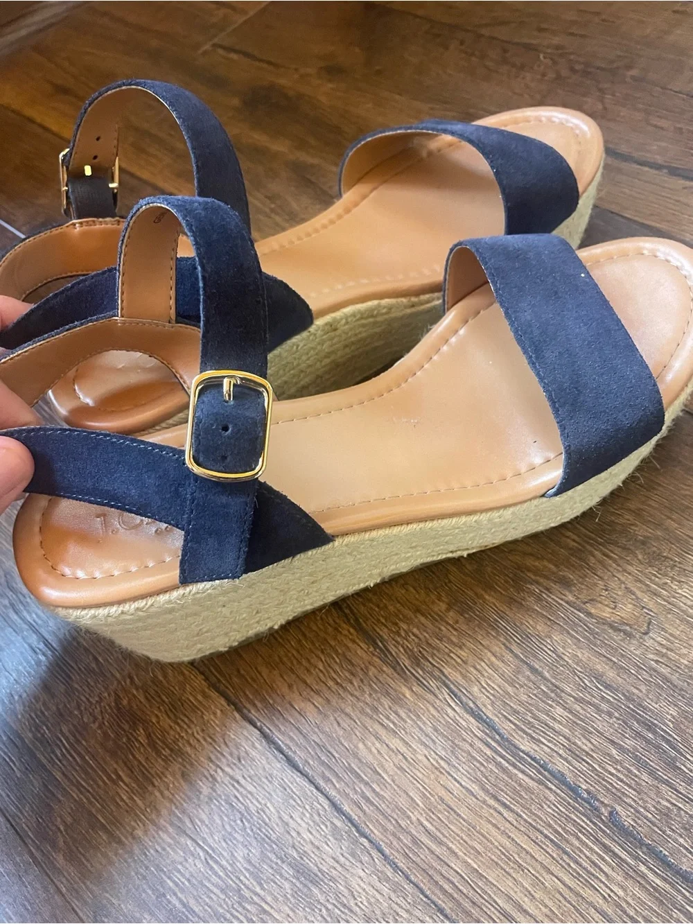 J. Crew Navy Suede Espadrille Wedge Sandals